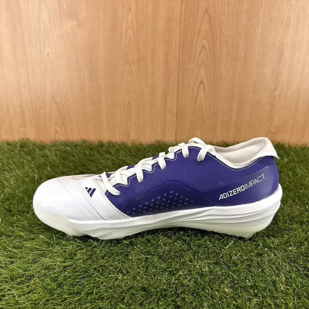 adidas Adizero Afterburner 10 White Team Purple Baseball Cleats JR3062 Mens Sz 8